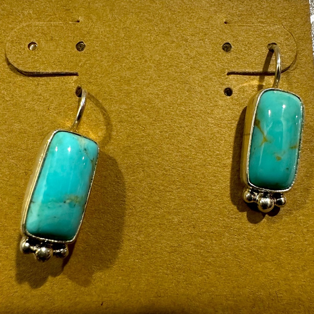 Authentic Turquoise and Sterling Silver Drop Earrings